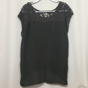 Apt 9 Lace Sheer @ Top. Cap Sleeve Slit Back Tunic